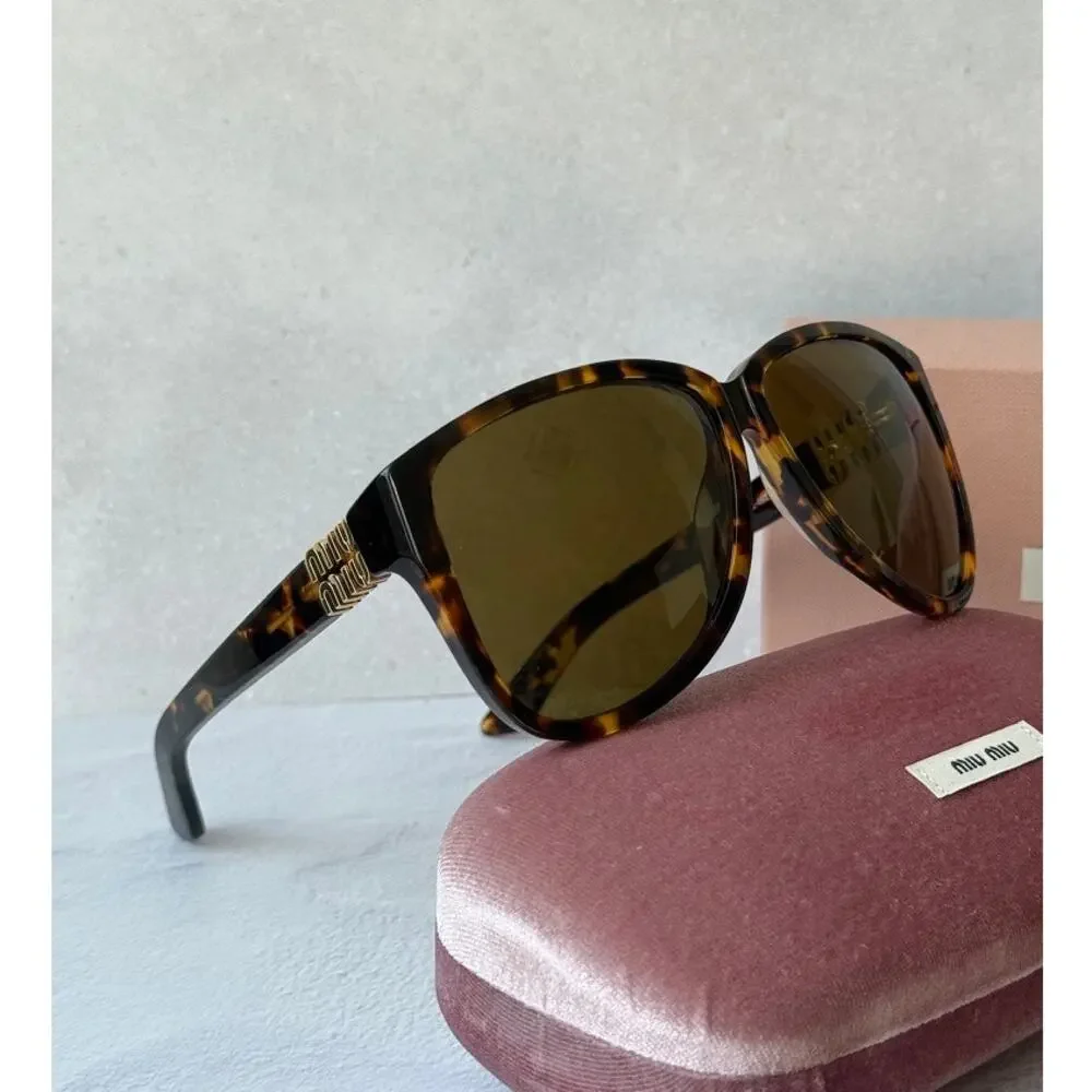 NEW Miu Miu MU A08S Brown Havana Oversized Sunglasses $578